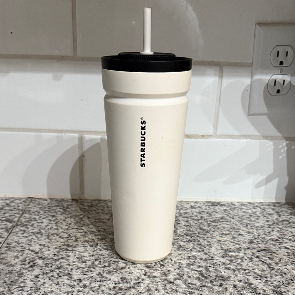 Starbucks Cream Tumbler with Black Lid